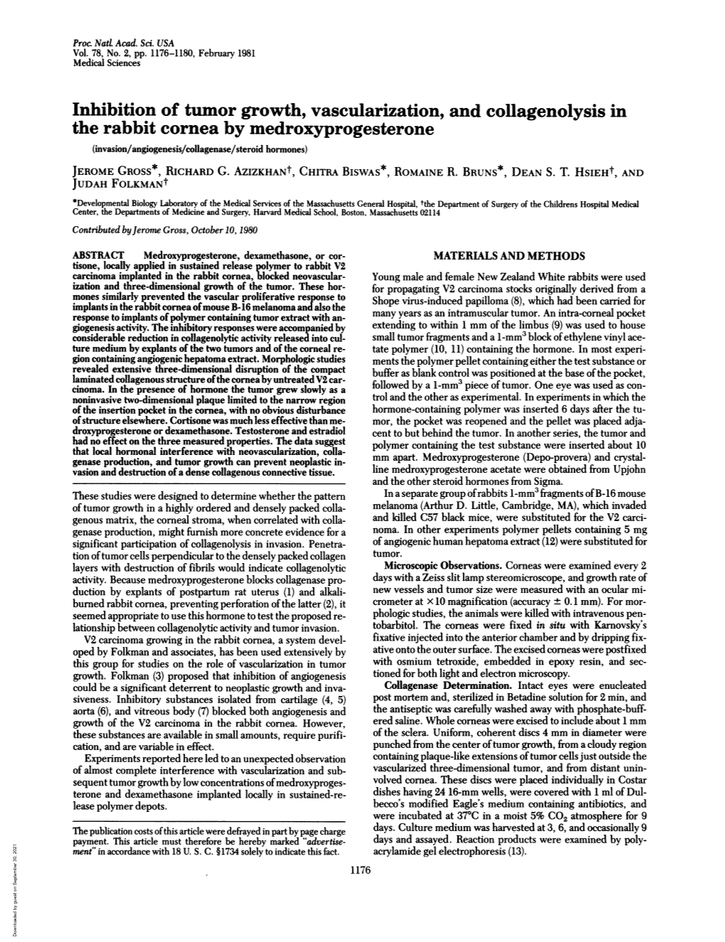 Inhibition of Tumor Growth, Vascularization, and Collagenolysis