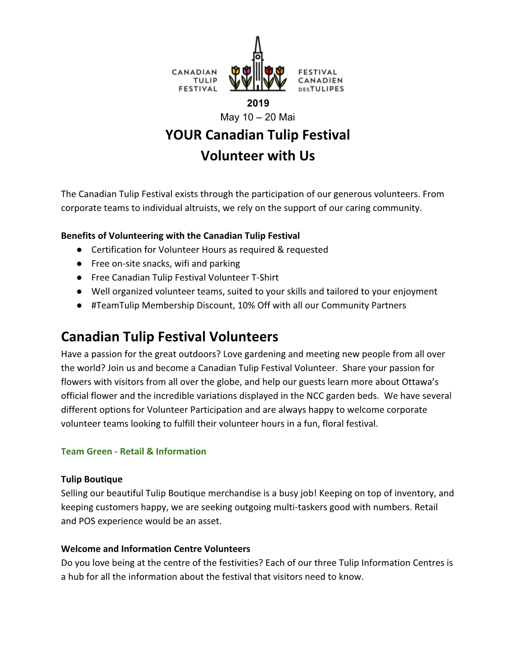 Canadian Tulip Festival Volunteers