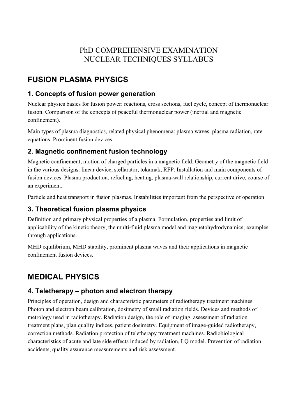 Nuclear Techniques Syllabus