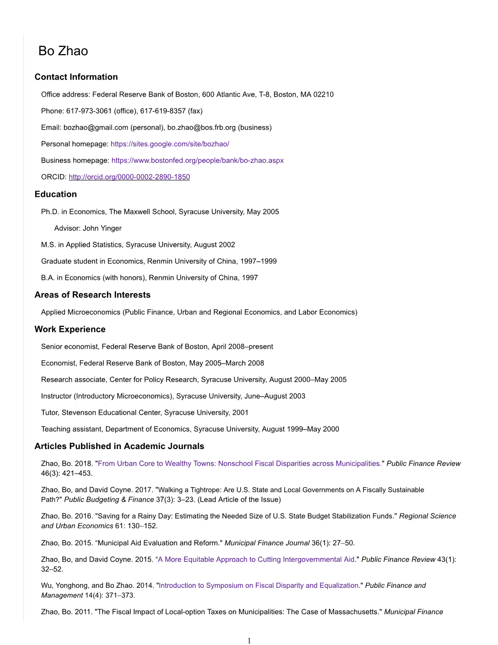 Contact Information Education Areas of Research Interests Work