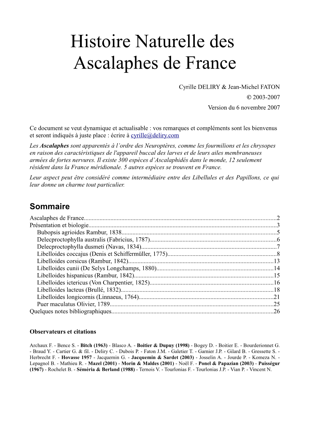 Histoire Naturelle Des Ascalaphes De France