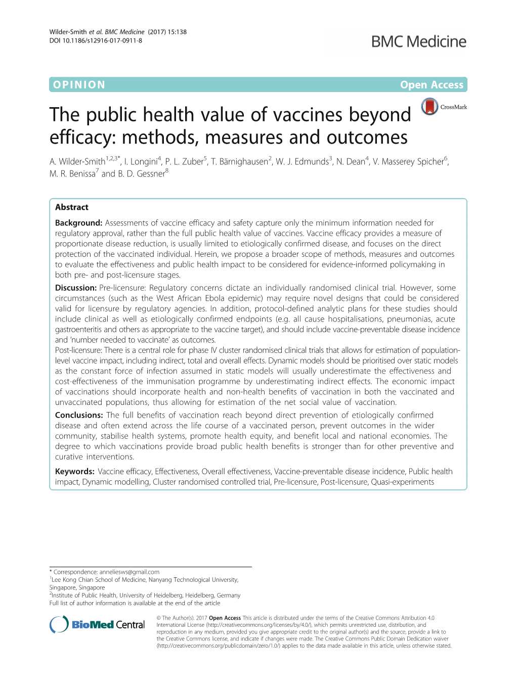 The Public Health Value of Vaccines Beyond Efficacy: Methods, Measures and Outcomes A