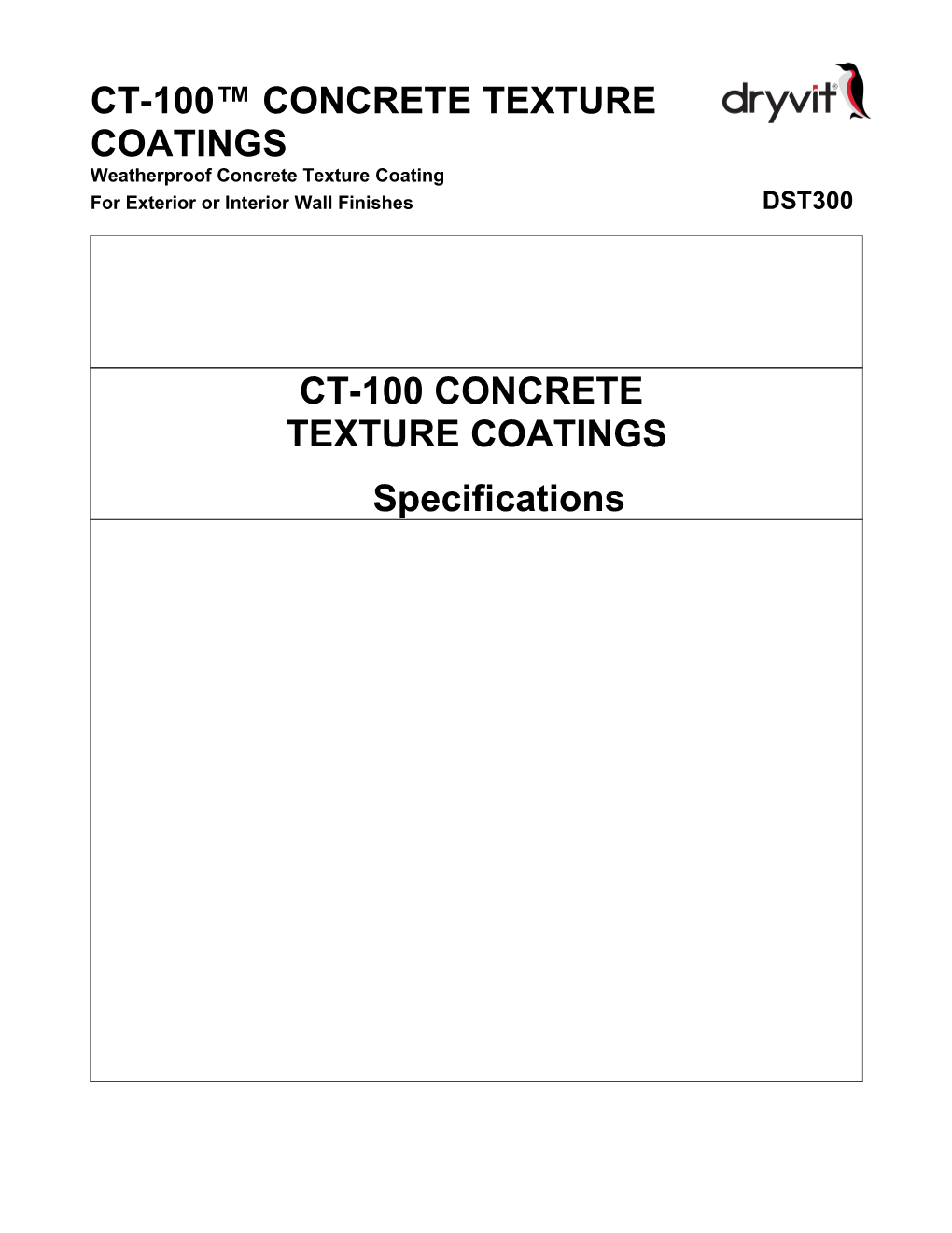 CT-100 Concrete Texture Coatings Specifications DST300