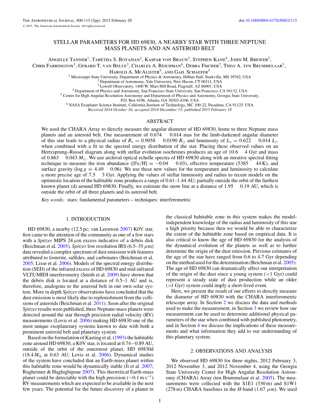 Stellar Parameters for Hd 69830, a Nearby Star with Three Neptune Mass Planets and an Asteroid Belt