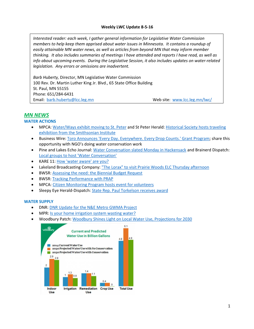 MN NEWS WATER ACTIONS  MPCA: Water/Ways Exhibit Moving to St