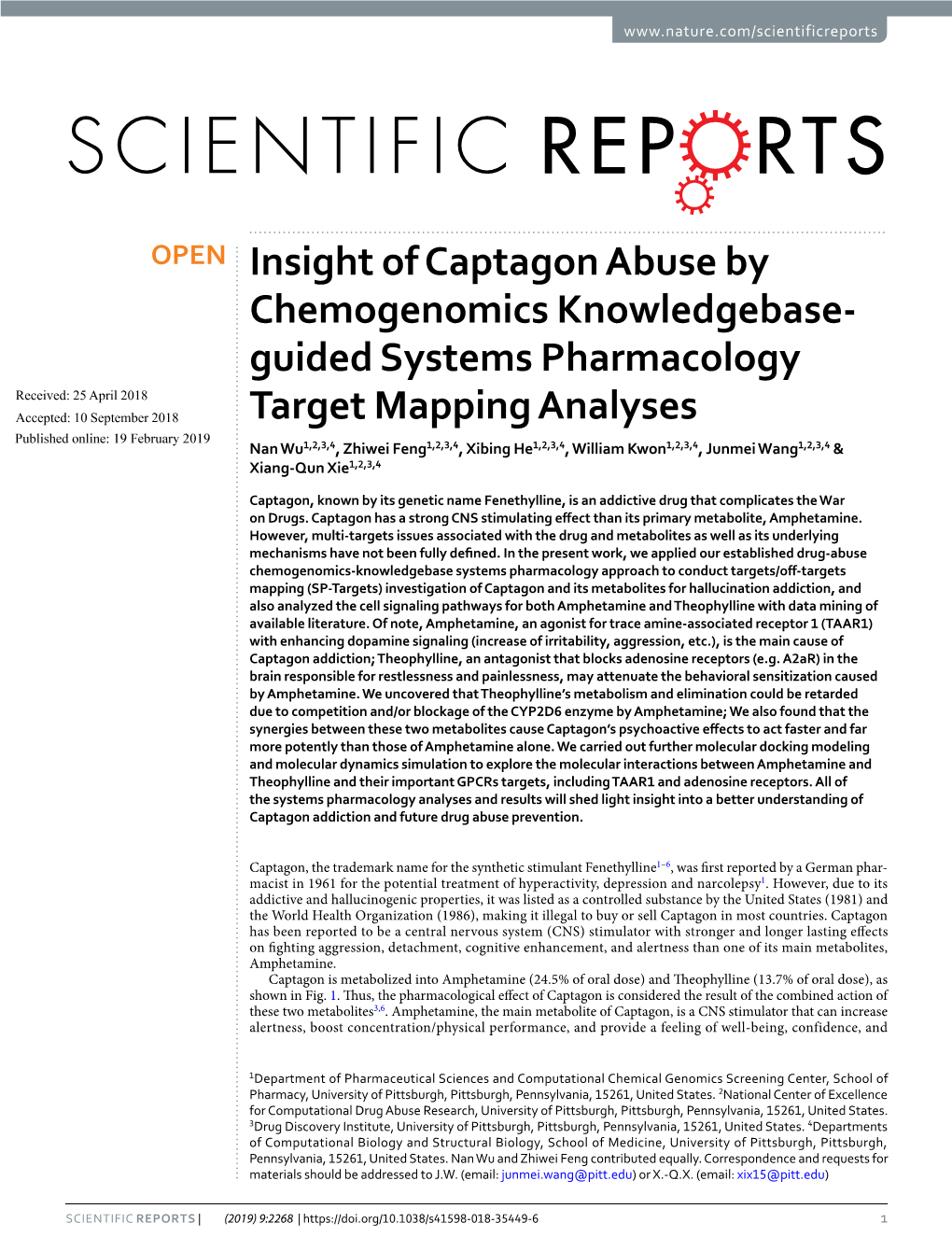 Insight of Captagon Abuse by Chemogenomics Knowledgebase