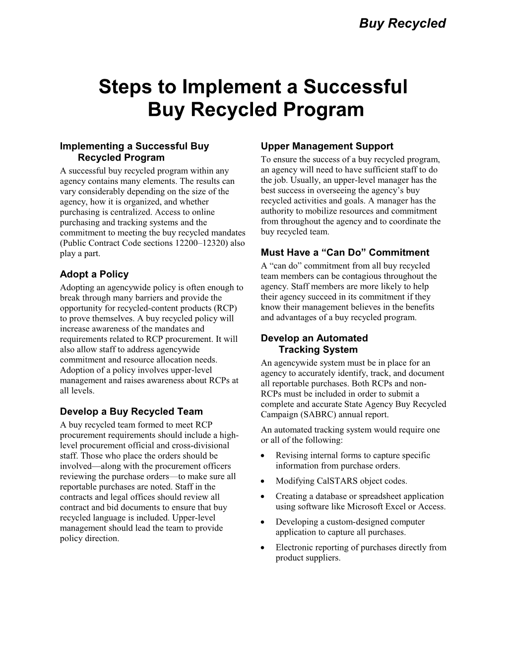 Steps to Implement a Successful Buy Recycled Program