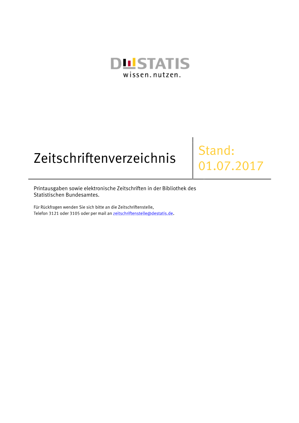 Zeitschriftenverzeichnis 01.07.2017