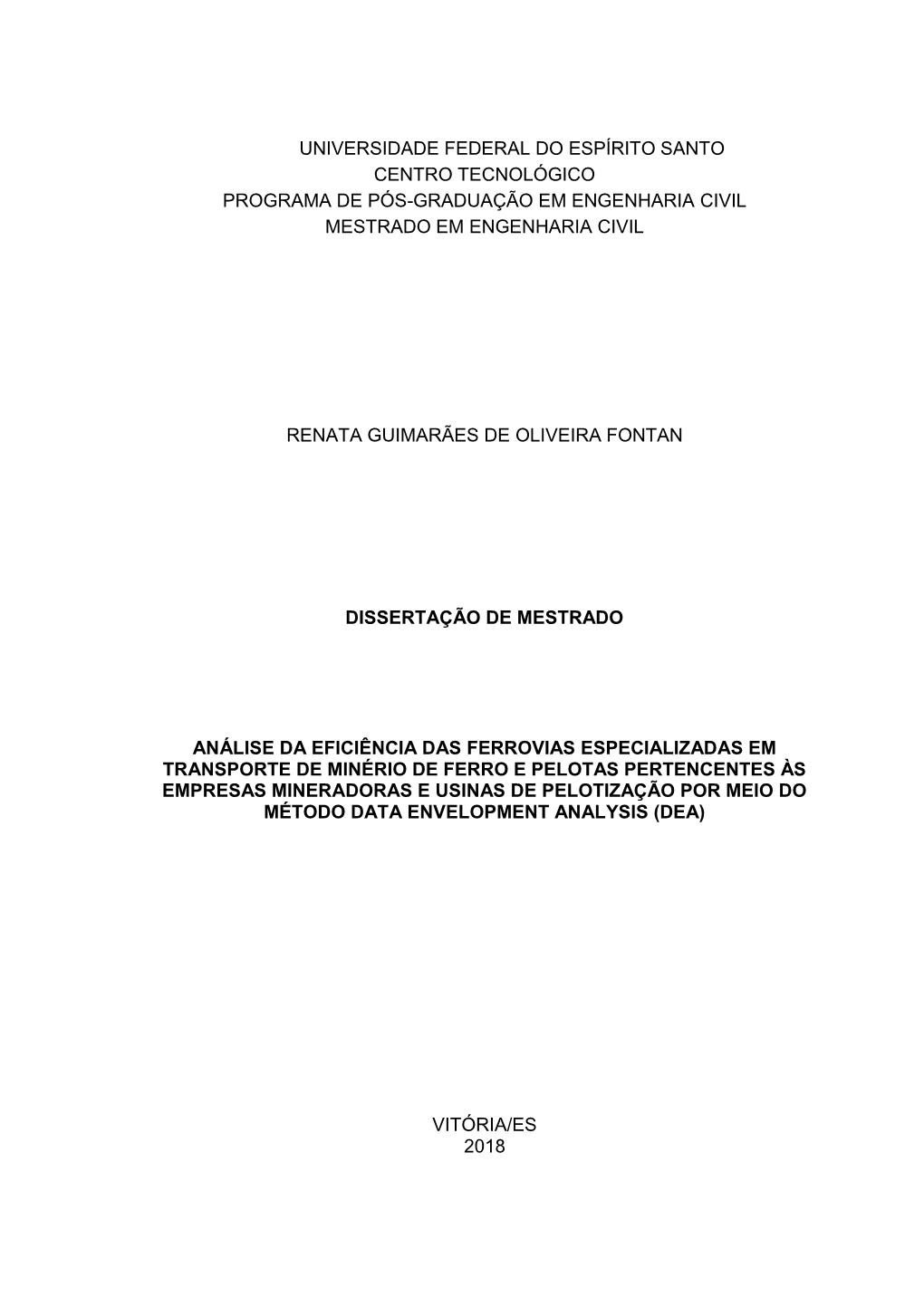 Universidade Federal Do Espírito Santo Centro Tecnológico Programa De Pós-Graduação Em Engenharia Civil Mestrado Em Engenharia Civil