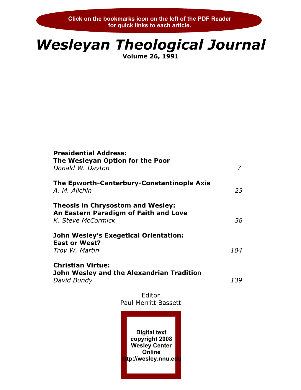 John Wesley's Exegetical Orientation