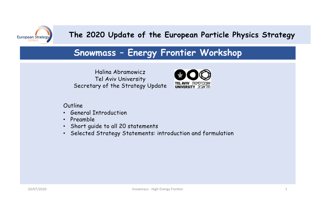 Energy Frontier Workshop