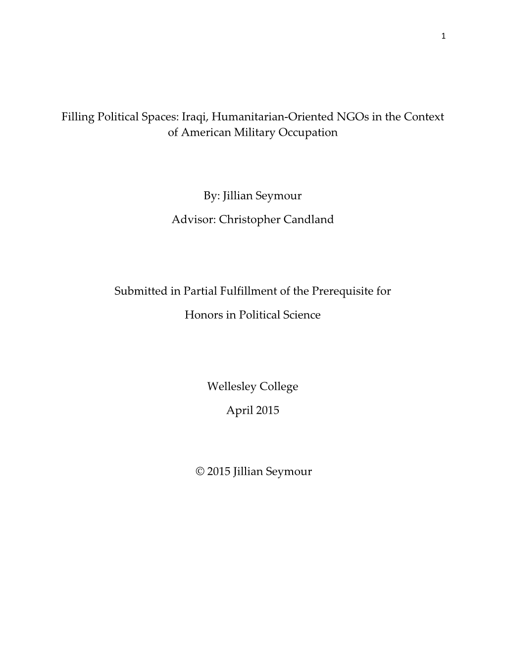 Iraqi, Humanitarian-Oriented Ngos in the Context of American Military Occupation