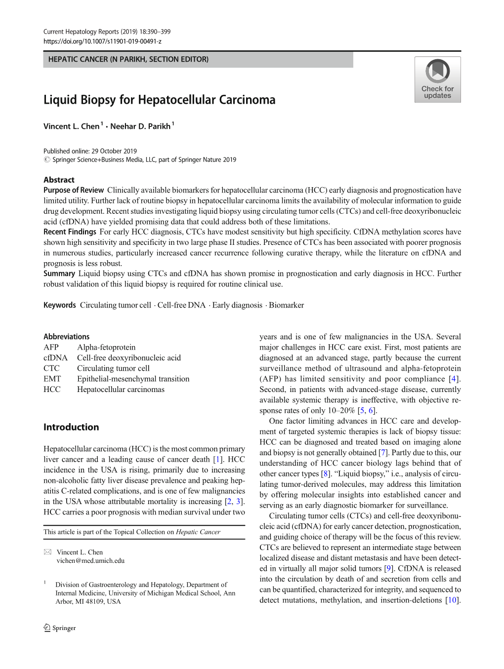 Liquid Biopsy for Hepatocellular Carcinoma