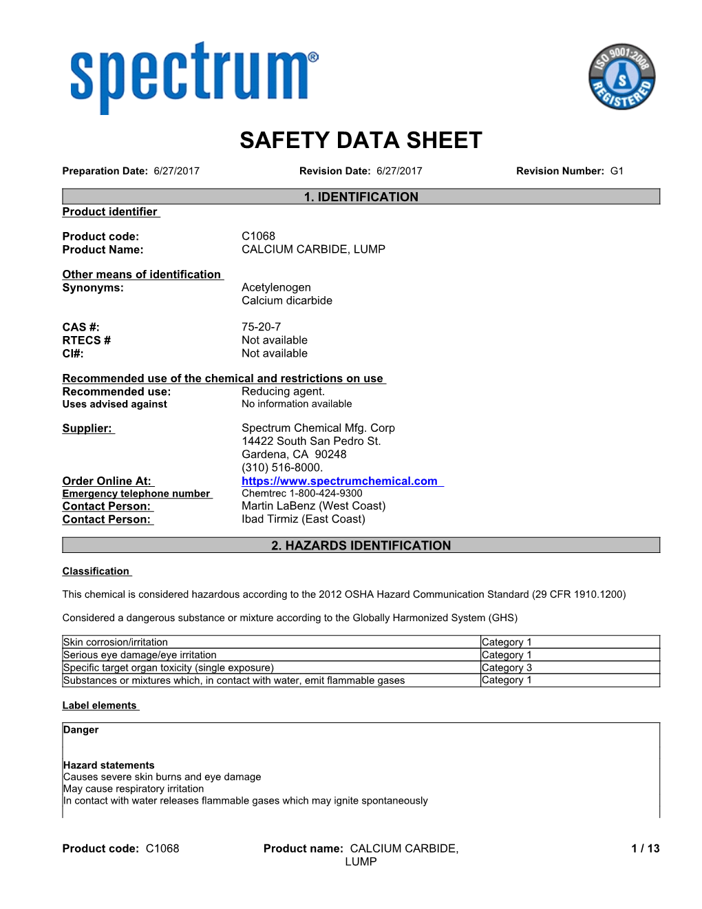 Safety Data Sheet