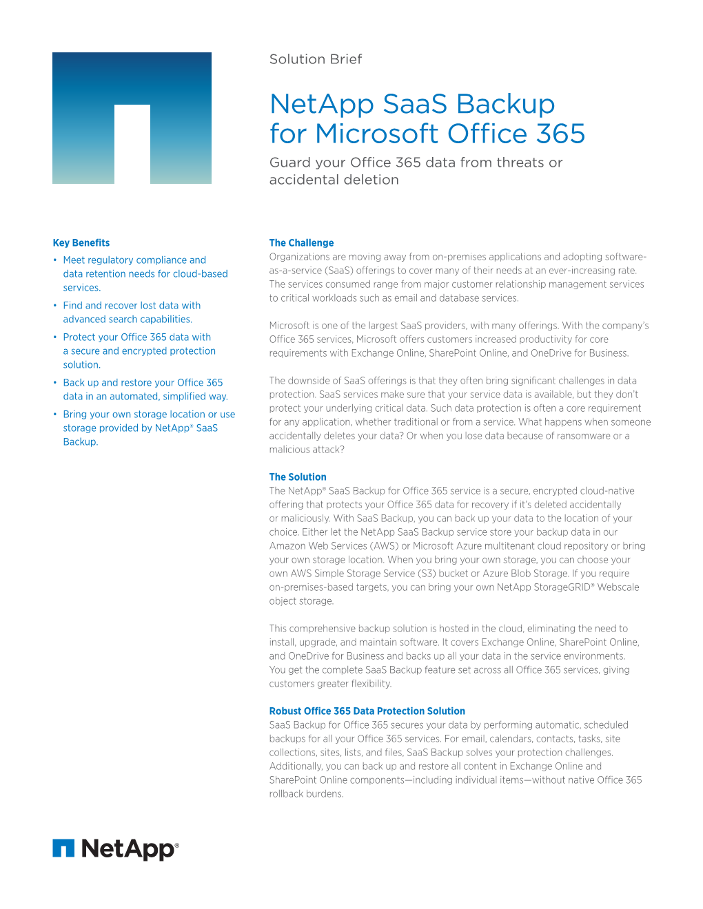 Netapp Saas Backup for Microsoft Office 365 Guard Your Office 365 Data from Threats Or Accidental Deletion