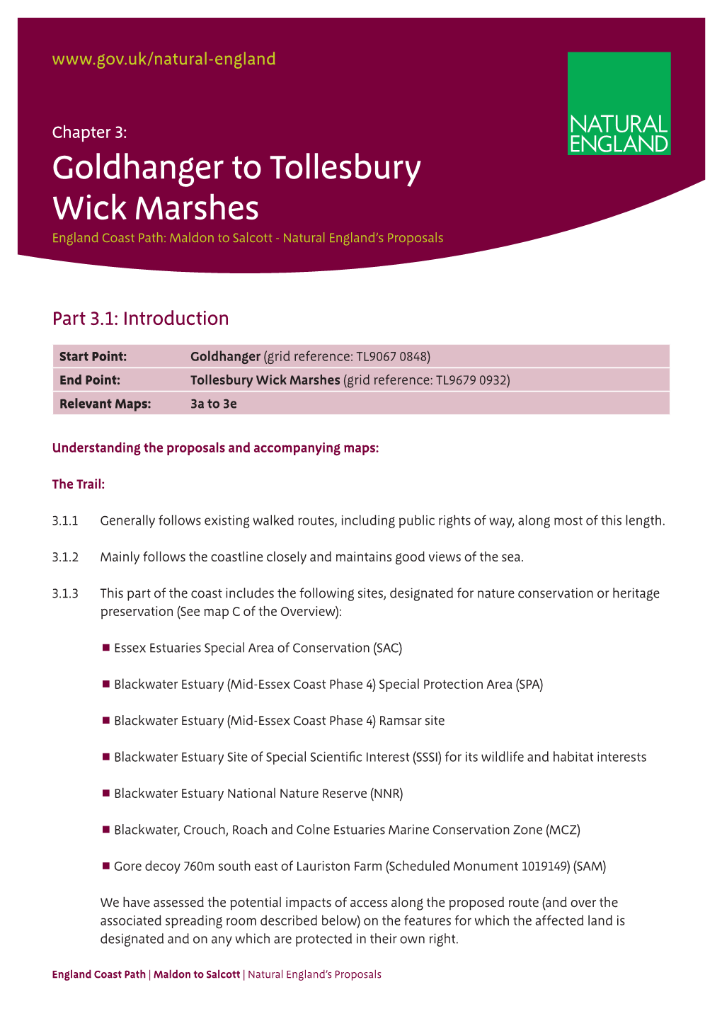 Goldhanger to Tollesbury Wick Marshes England Coast Path: Maldon to Salcott - Natural England’S Proposals
