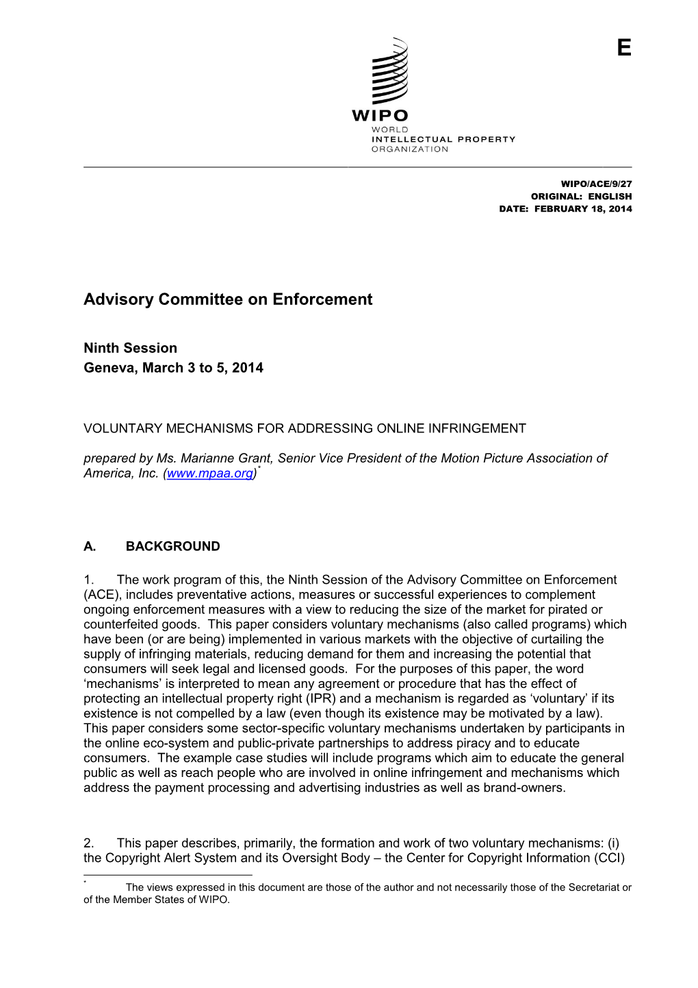 Advisory Committee on Enforcement