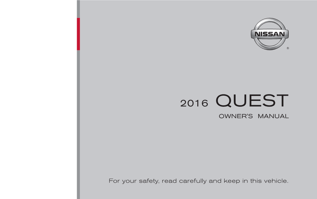 2016 Nissan Quest | Owner's Manual | Nissan