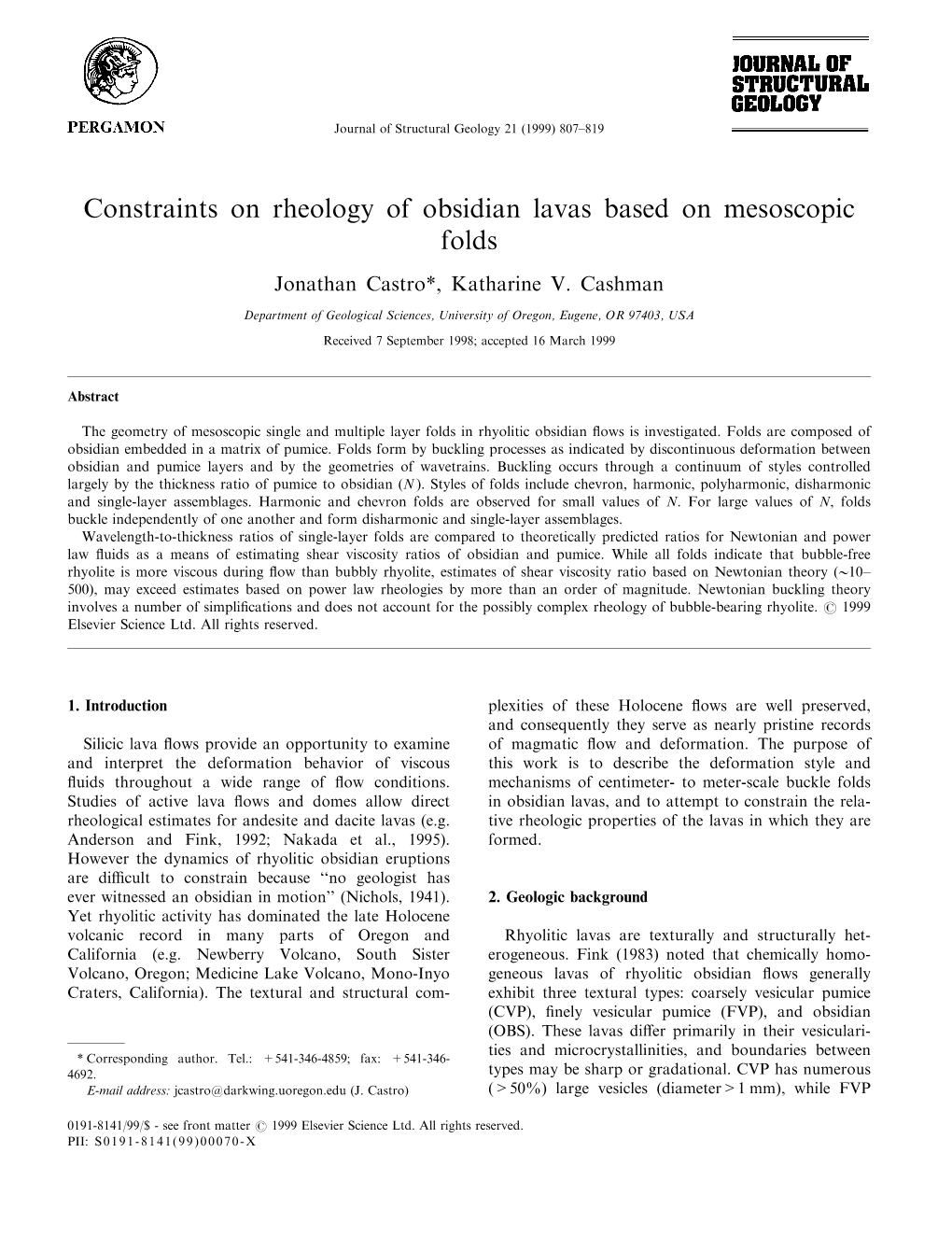 Constraints on Rheology of Obsidian Lavas Based on Mesoscopic Folds