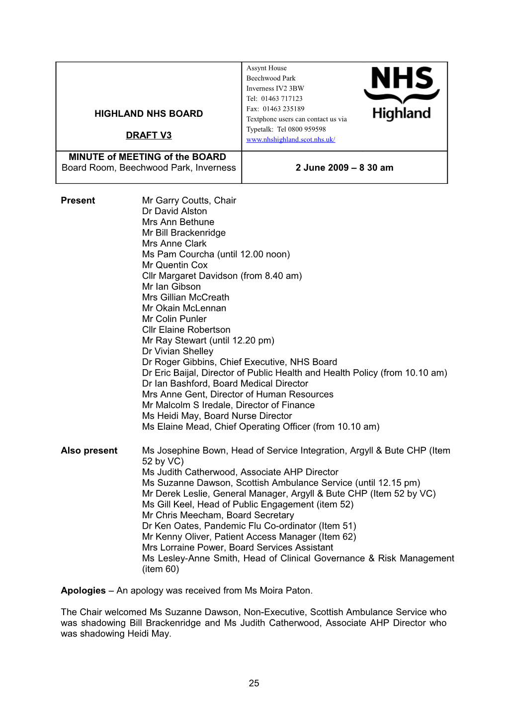 Highland Nhs Board s3