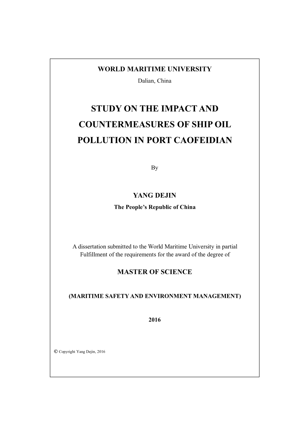 Study on the Impactand Countermeasures of Ship