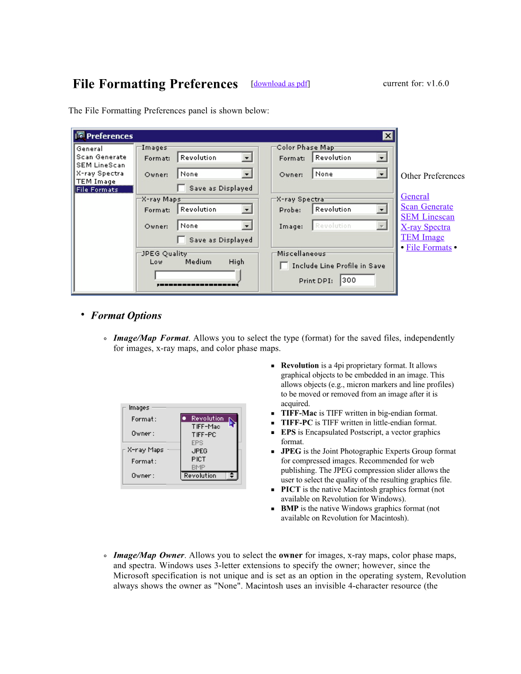 File Formatting Preferences [Download As Pdf] Current For: V1.6.0