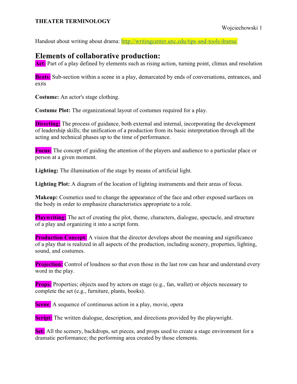 Elements of Collaborative Production: Act: Part of a Play Defined by Elements Such As Rising Action, Turning Point, Climax and Resolution