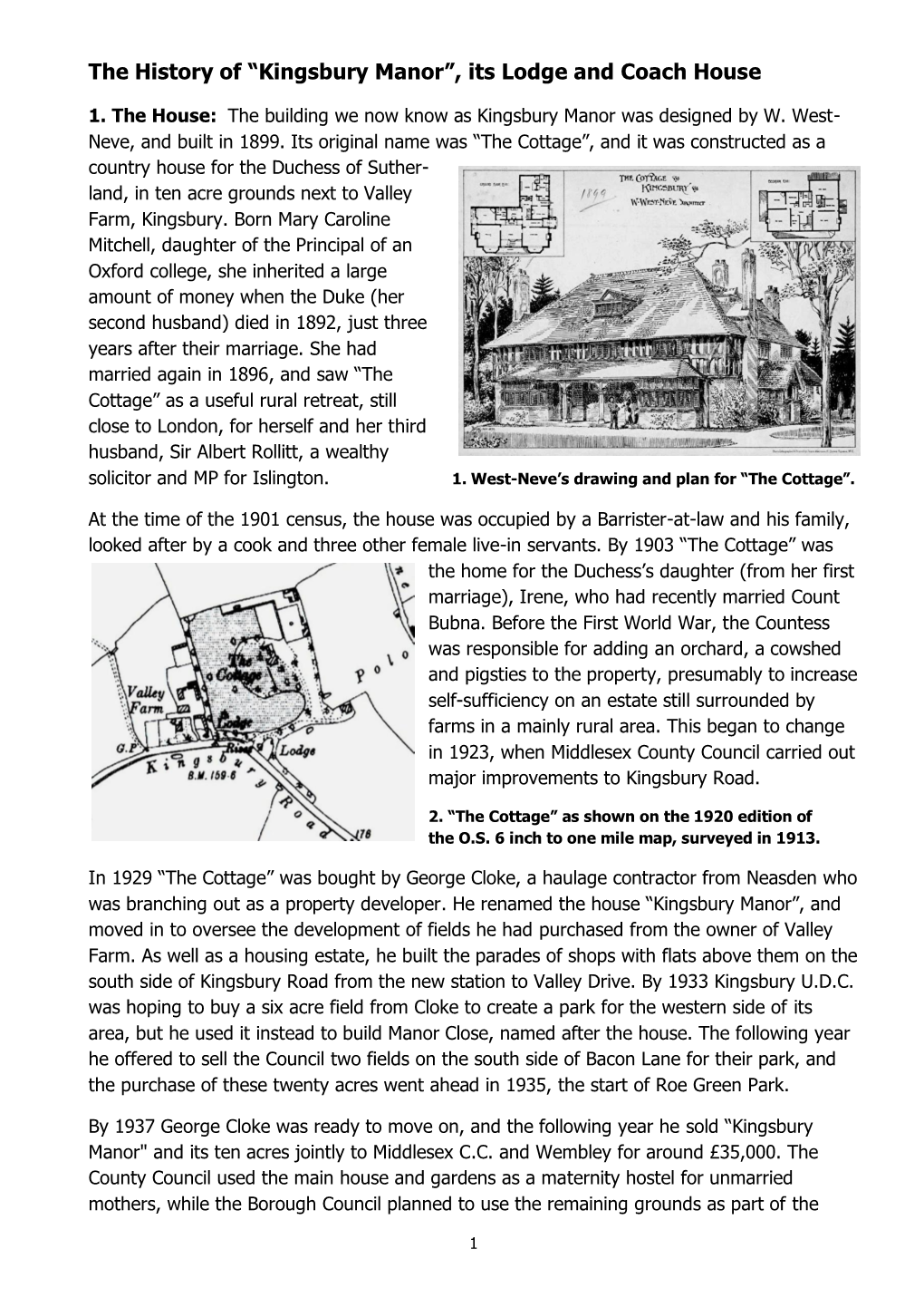 The History of “Kingsbury Manor”, Its Lodge and Coach House