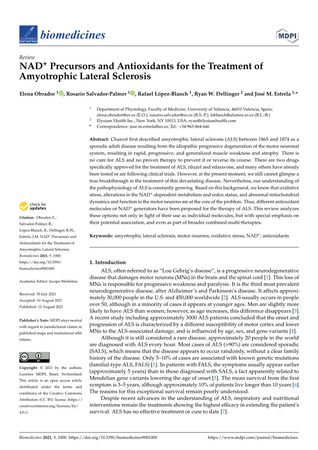 NAD+ Precursors and Antioxidants for the Treatment of Amyotrophic Lateral Sclerosis