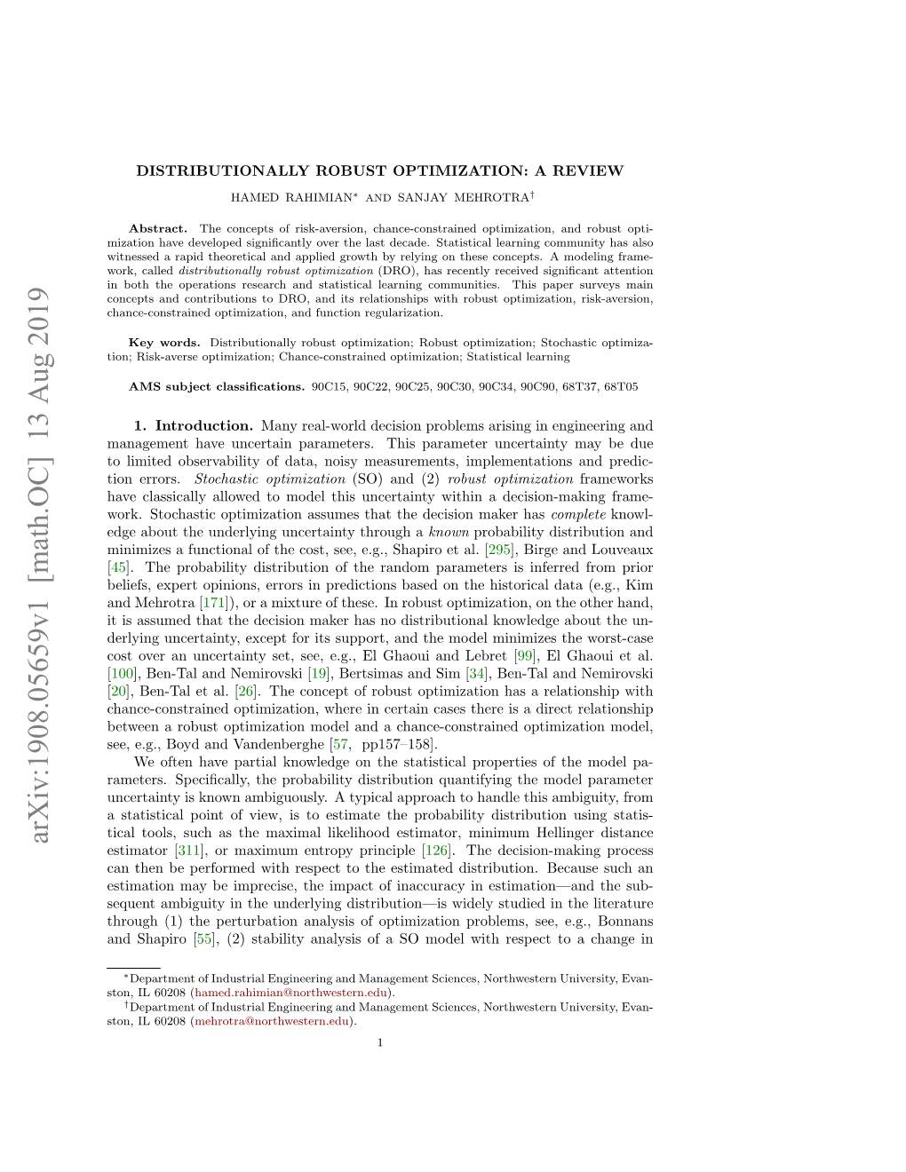 Distributionally Robust Optimization: a Review