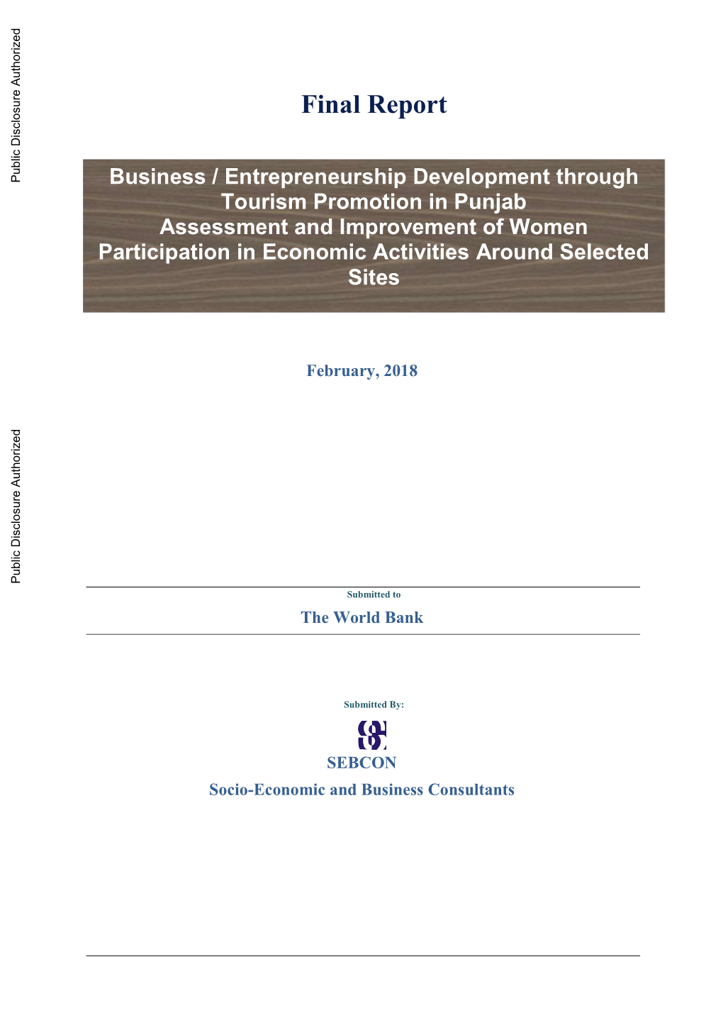 Business / Entrepreneurship Development Through Tourism Promotion in Punjab