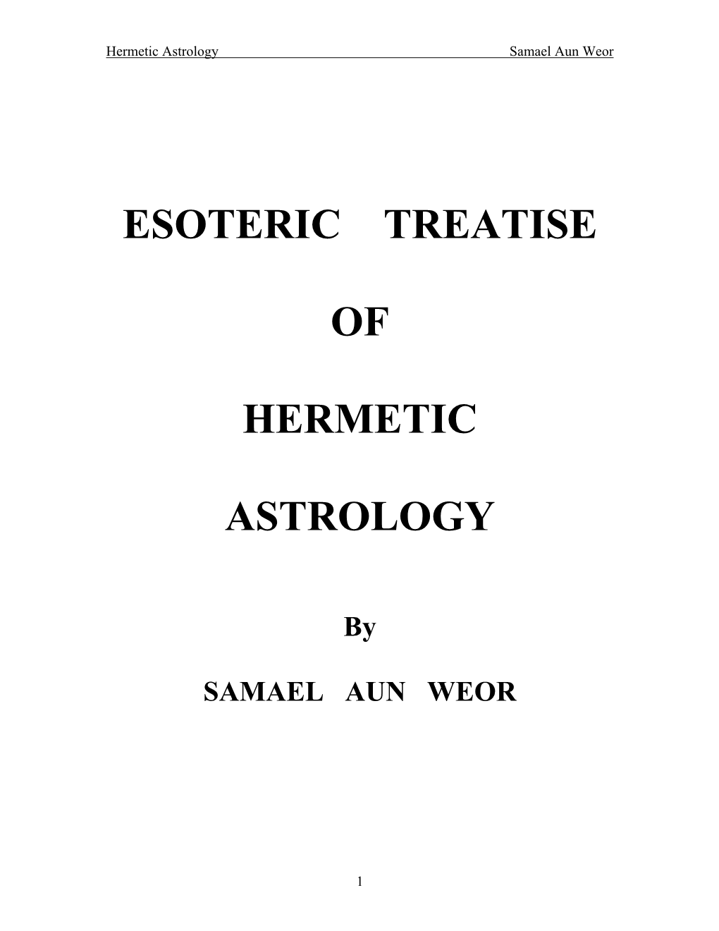 Esoteric Treatise of Hermetic Astrology