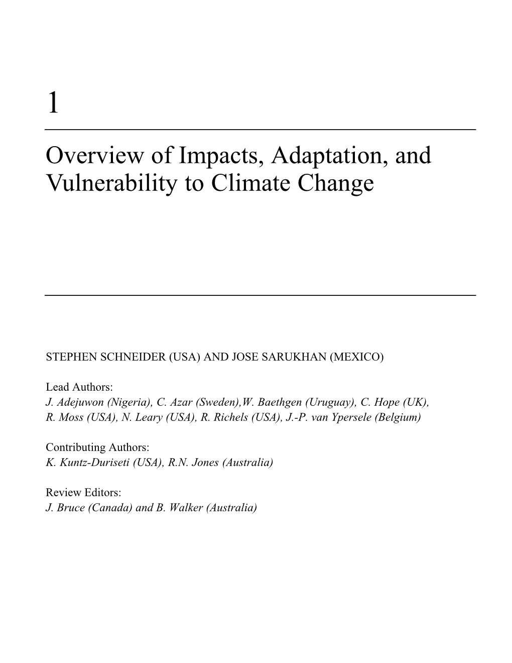 Overview of Impacts, Adaptation, and Vulnerability to Climate Change