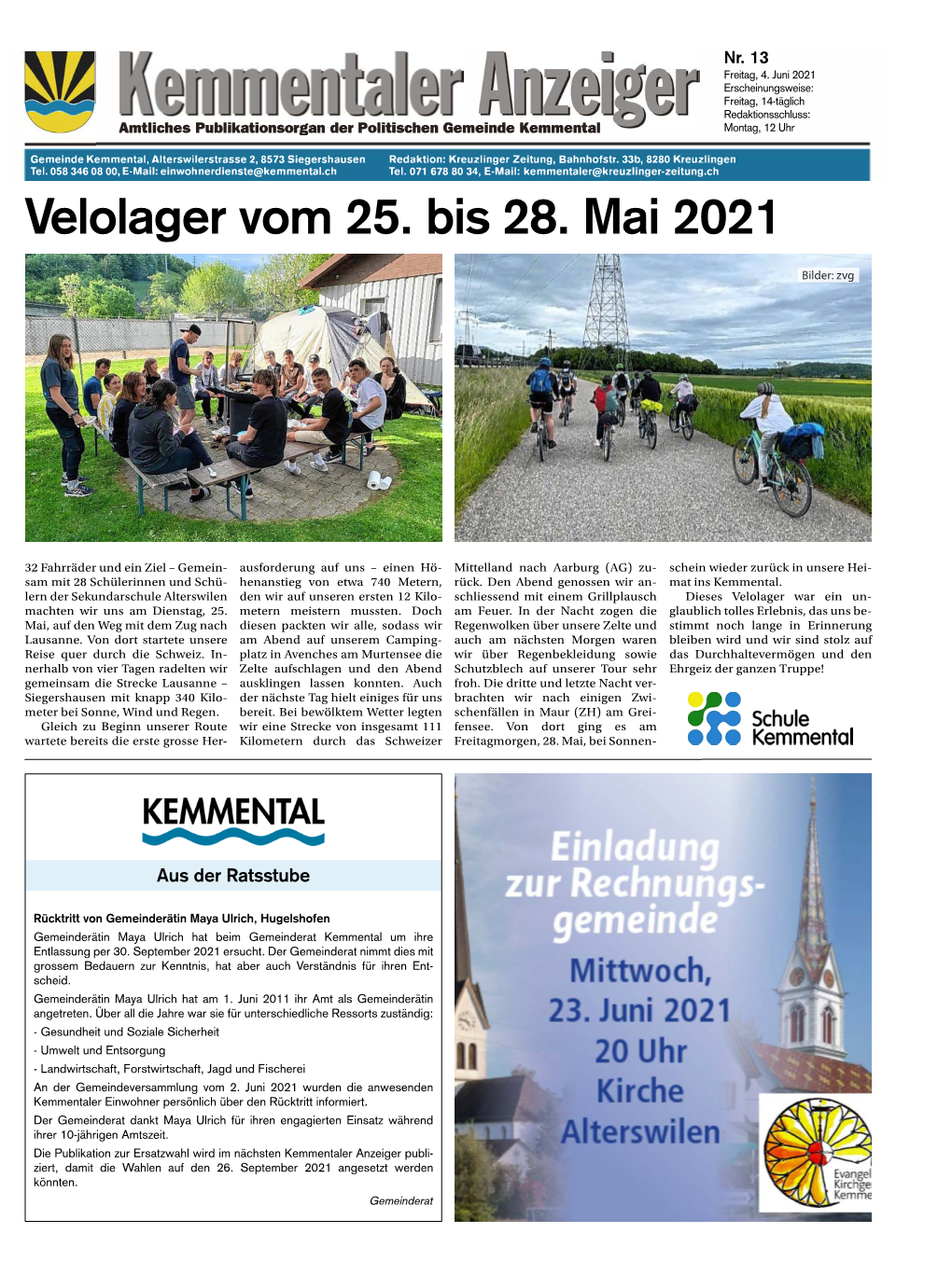 Velolager Vom 25. Bis 28. Mai 2021