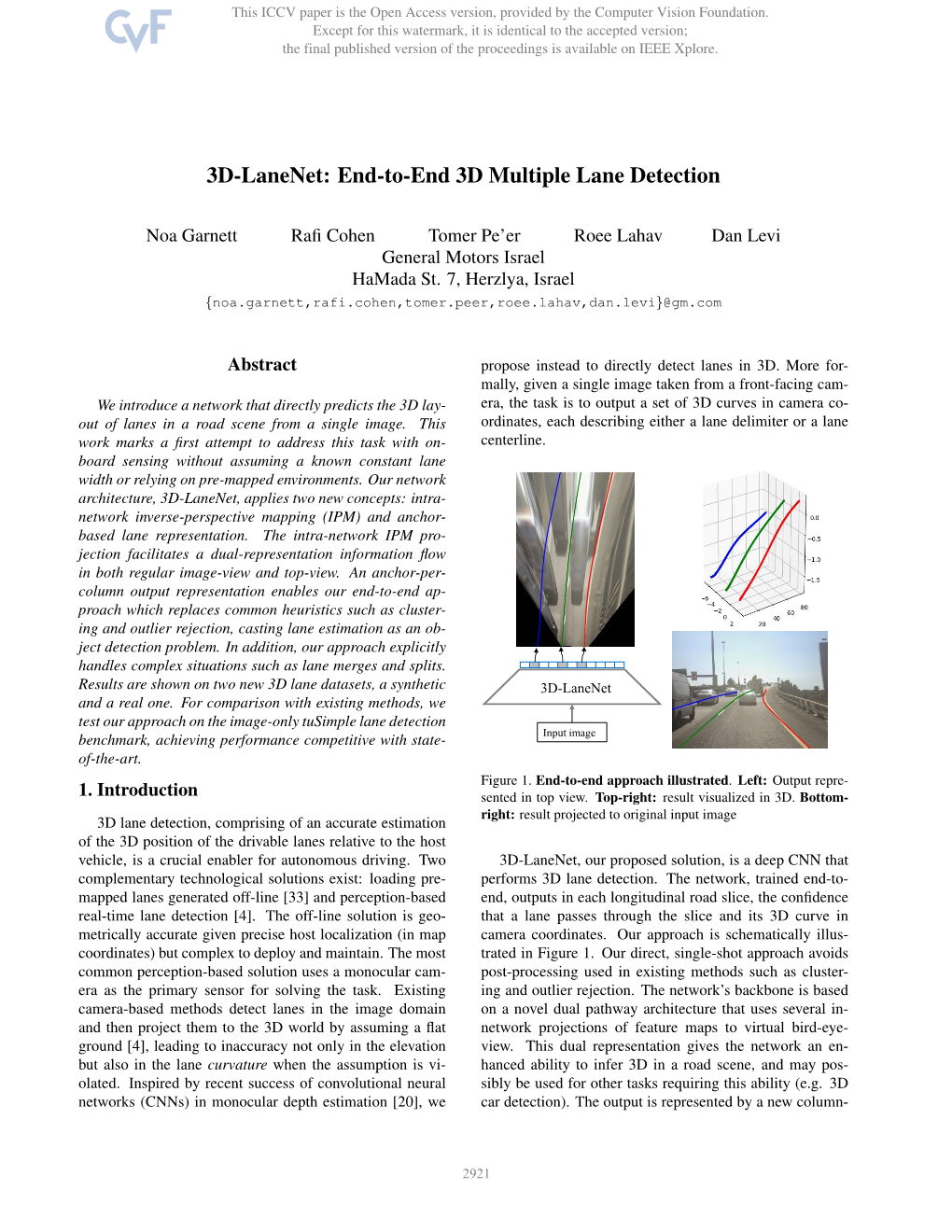 3D-Lanenet: End-To-End 3D Multiple Lane Detection