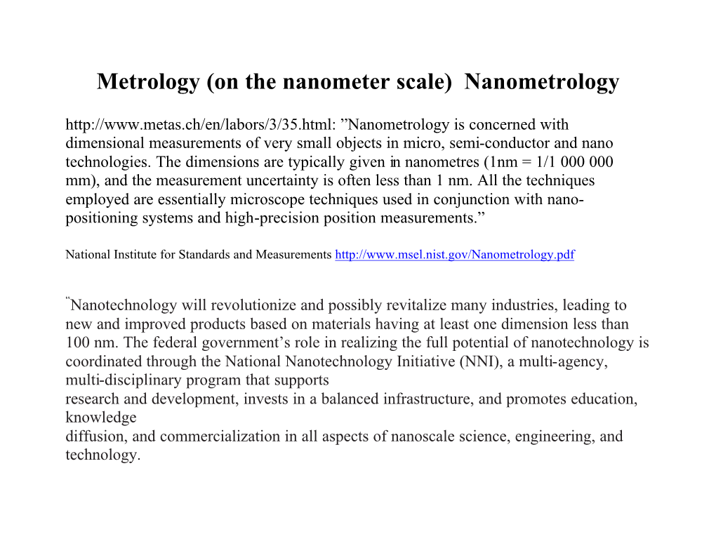 Metrology Descriptions