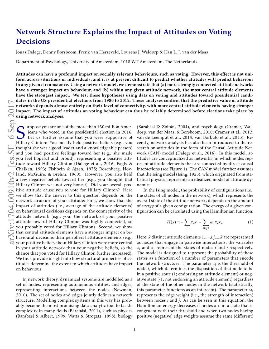 Network Structure Explains the Impact of Attitudes on Voting Decisions