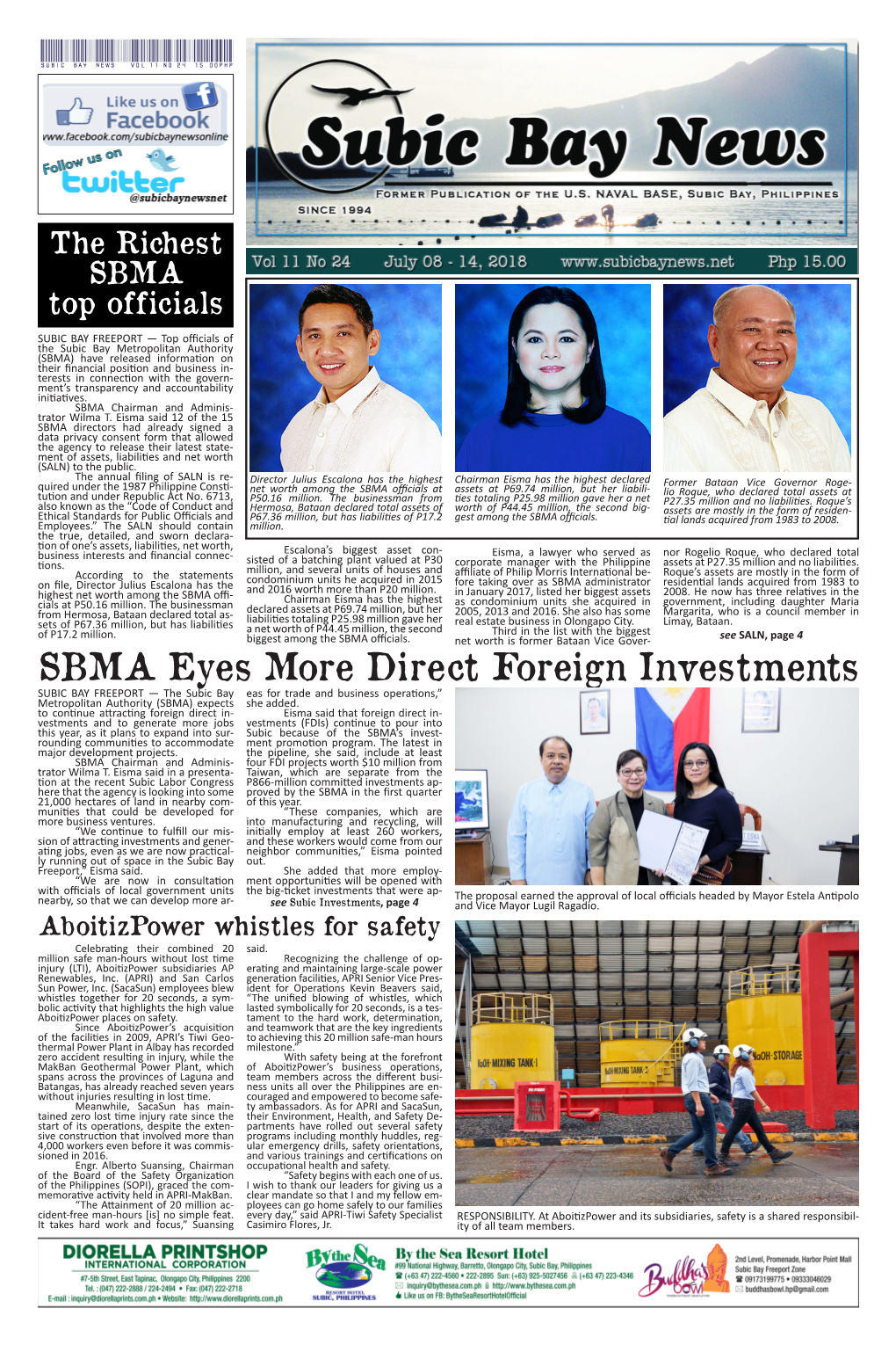 SBMA Eyes More Direct Foreign Investments SUBIC BAY FREEPORT — the Subic Bay Eas for Trade and Business Operations,” Metropolitan Authority (SBMA) Expects She Added