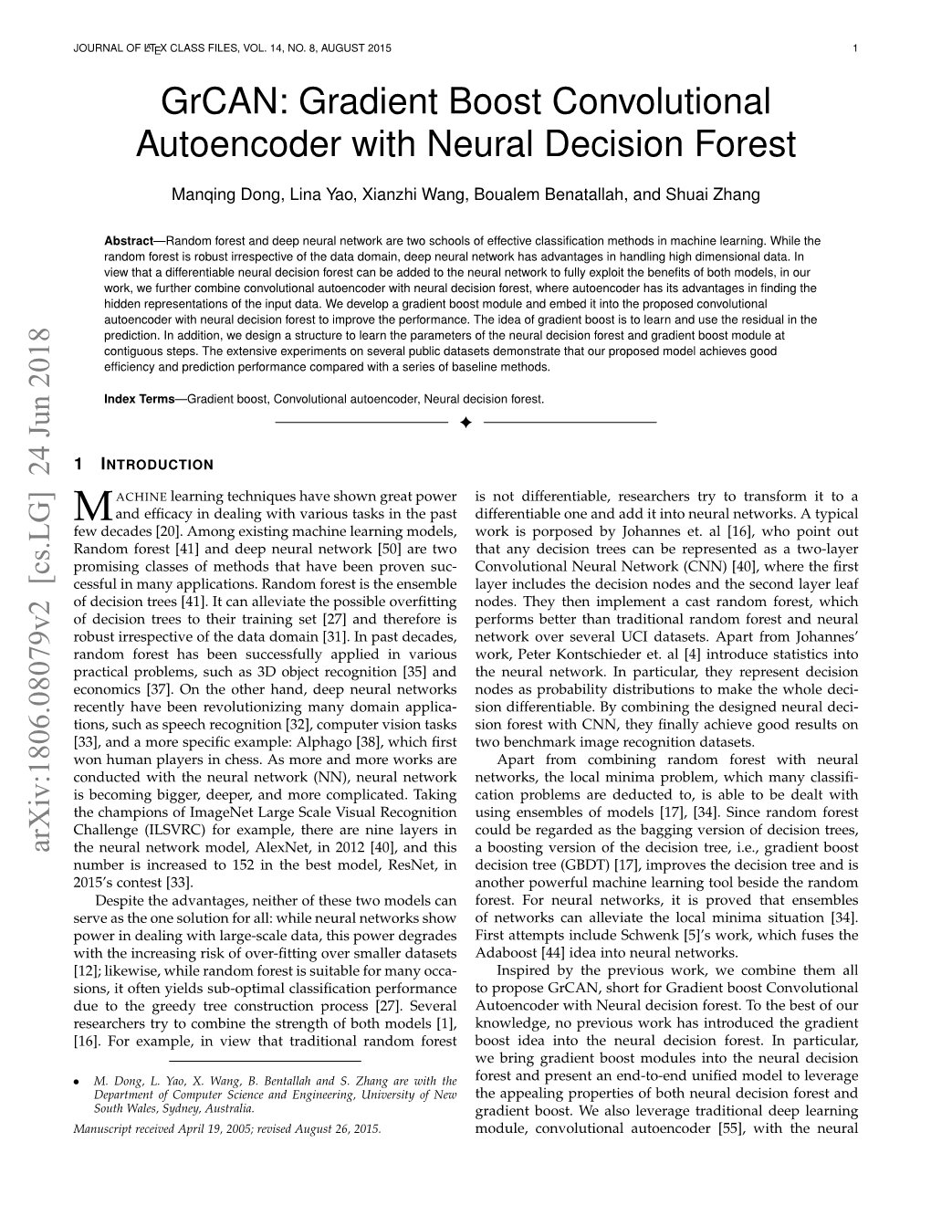 Grcan: Gradient Boost Convolutional Autoencoder with Neural Decision Forest