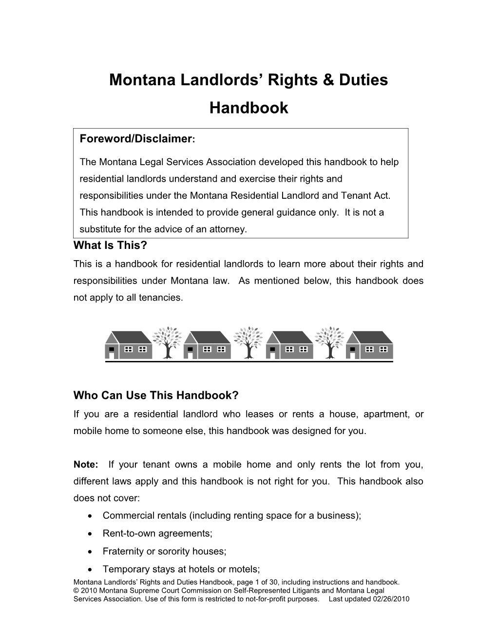 Housing Handbook - the Residential Landlord and Tenant Act of 1977 - Llds