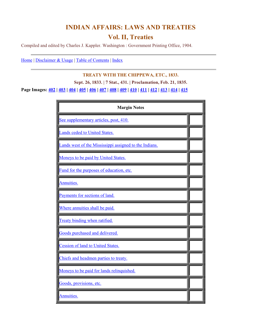 INDIAN AFFAIRS: LAWS and TREATIES Vol