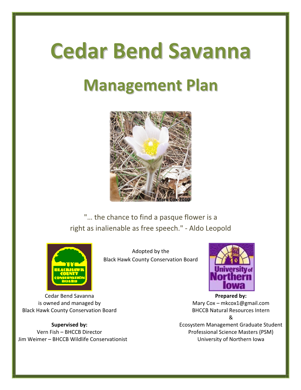 Cedar Bend Savanna