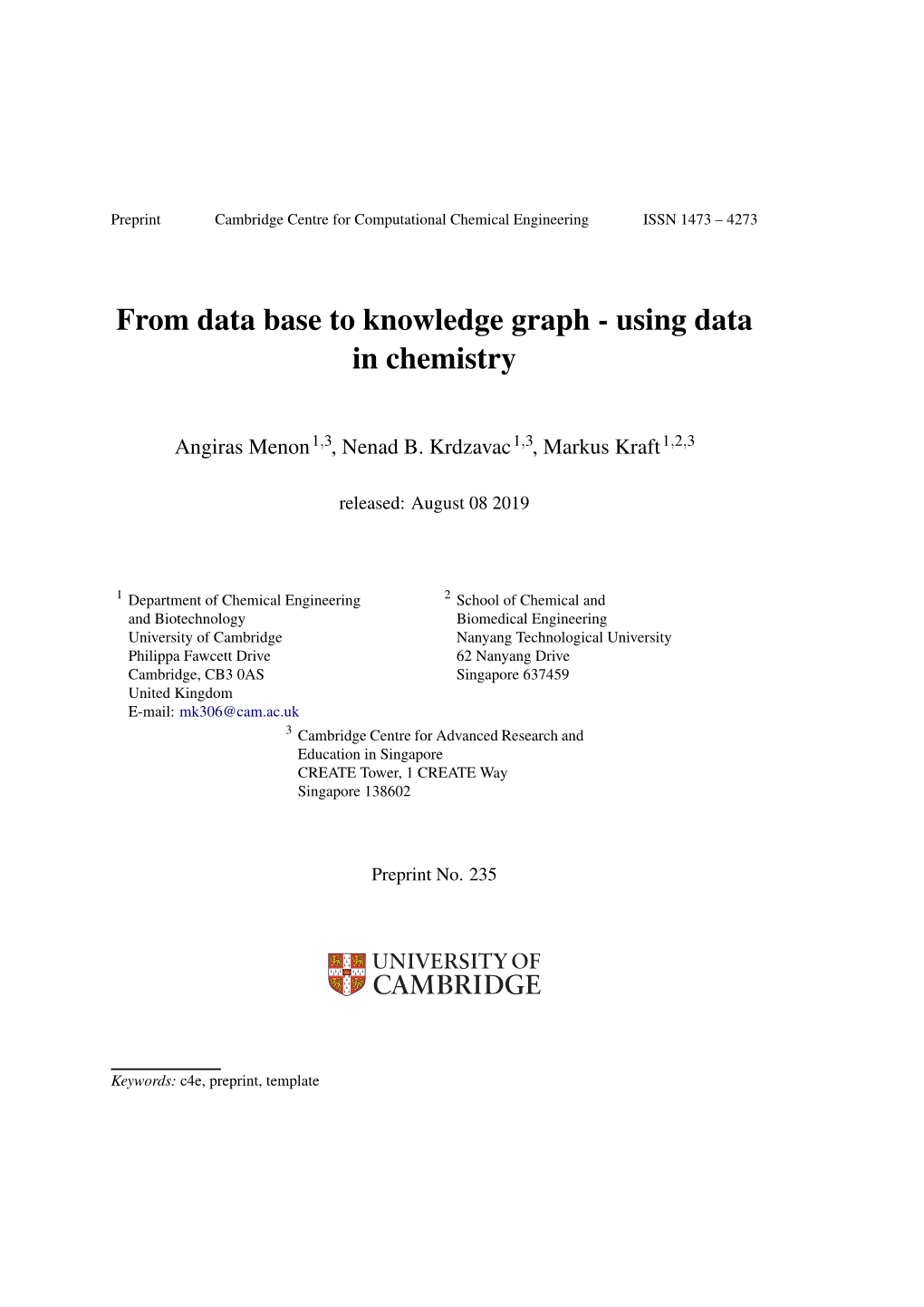 From Data Base to Knowledge Graph - Using Data in Chemistry