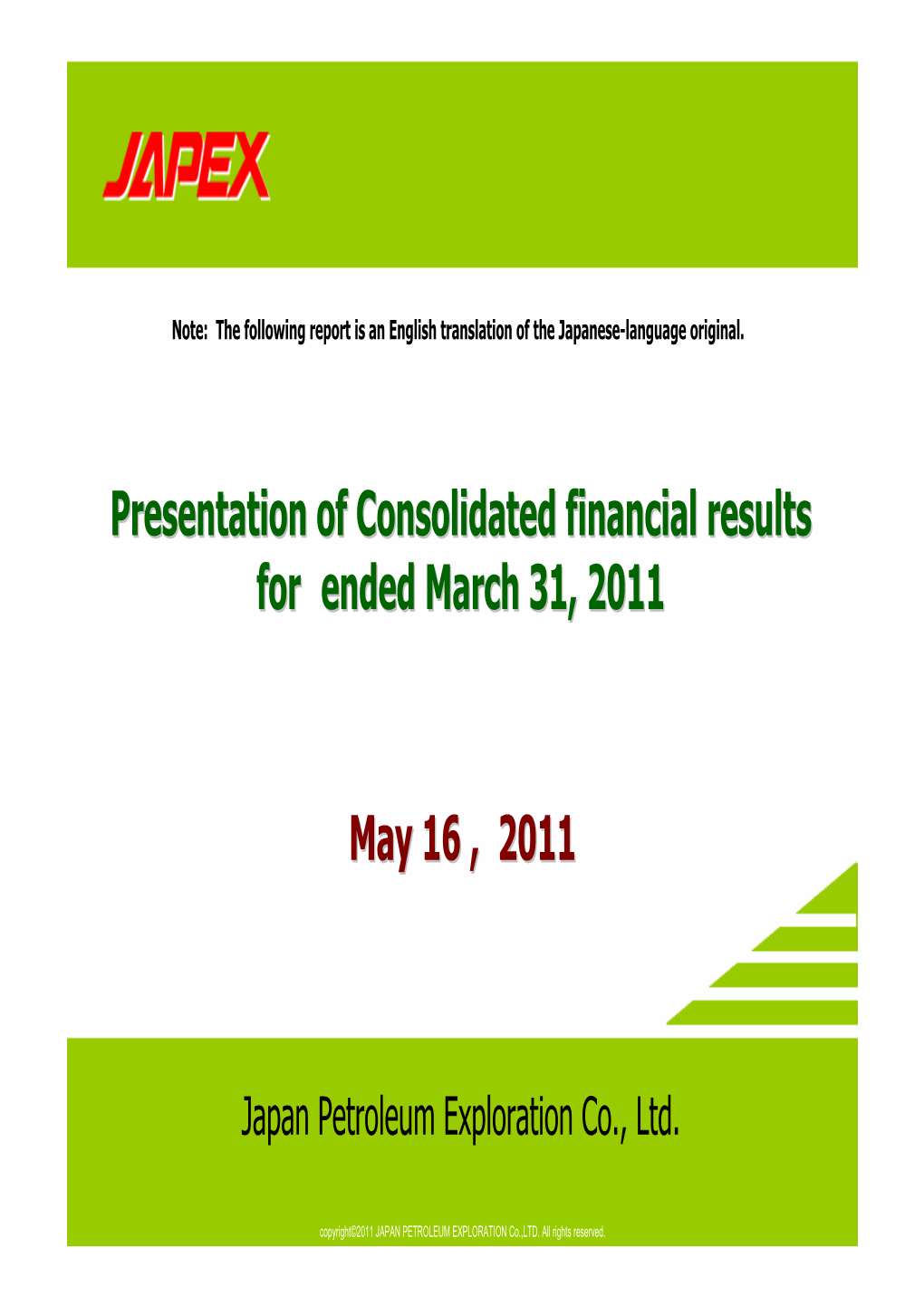 [Presentation] Presentation of Consolidated Financial Results For