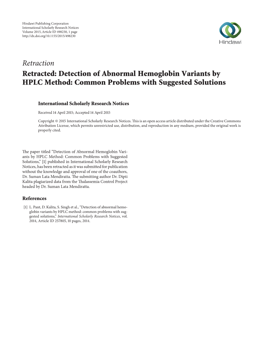 Detection of Abnormal Hemoglobin Variants by HPLC Method: Common Problems with Suggested Solutions