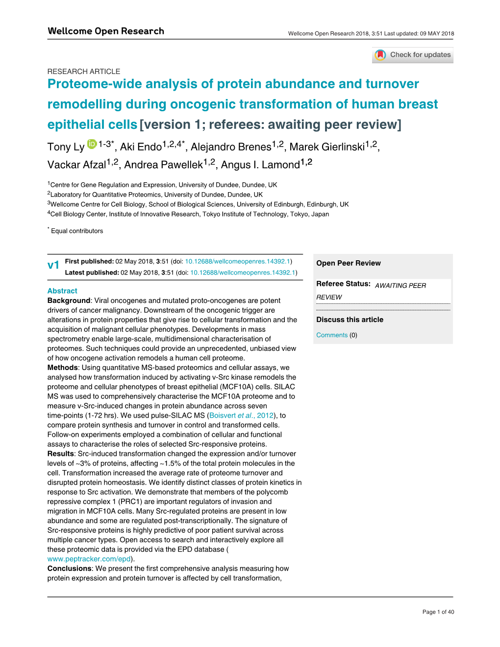 Proteome-Wide Analysis of Protein Abundance and Turnover