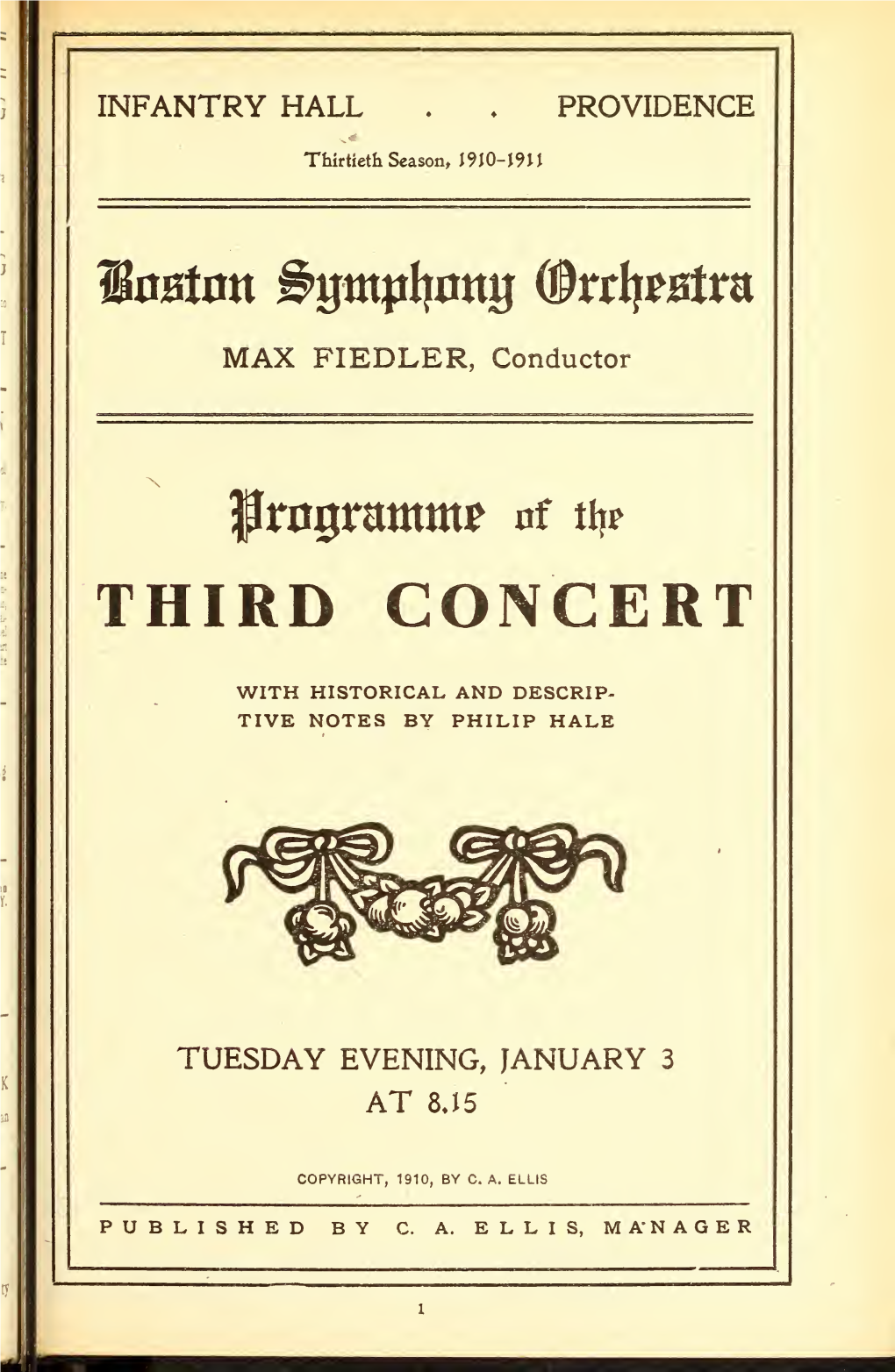 Boston Symphony Orchestra Concert Programs, Season 30,1910-1911, Trip