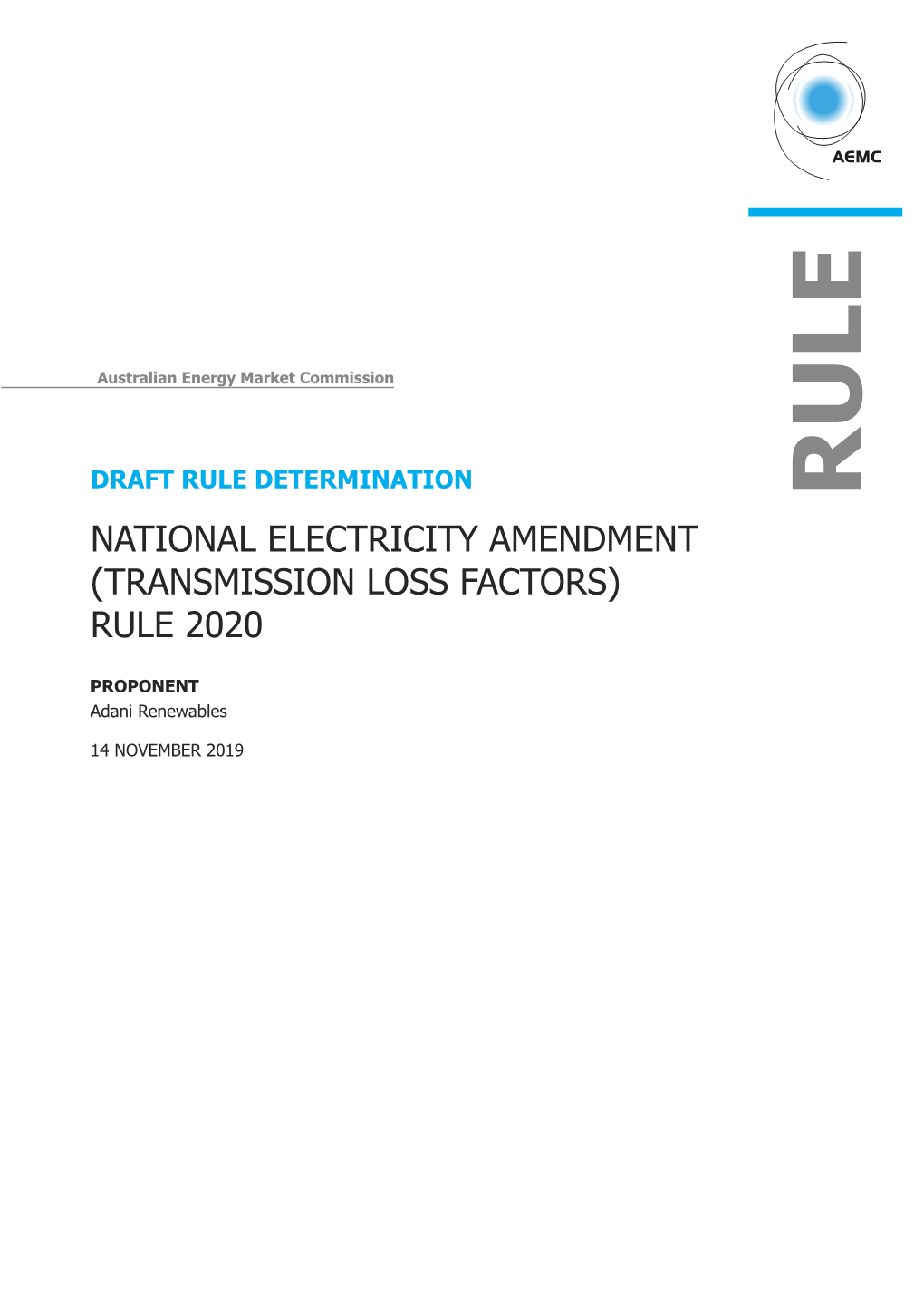 Transmission Loss Factors) Rule 2020