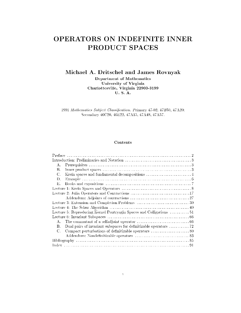 Operators on Indefinite Inner Product Spaces