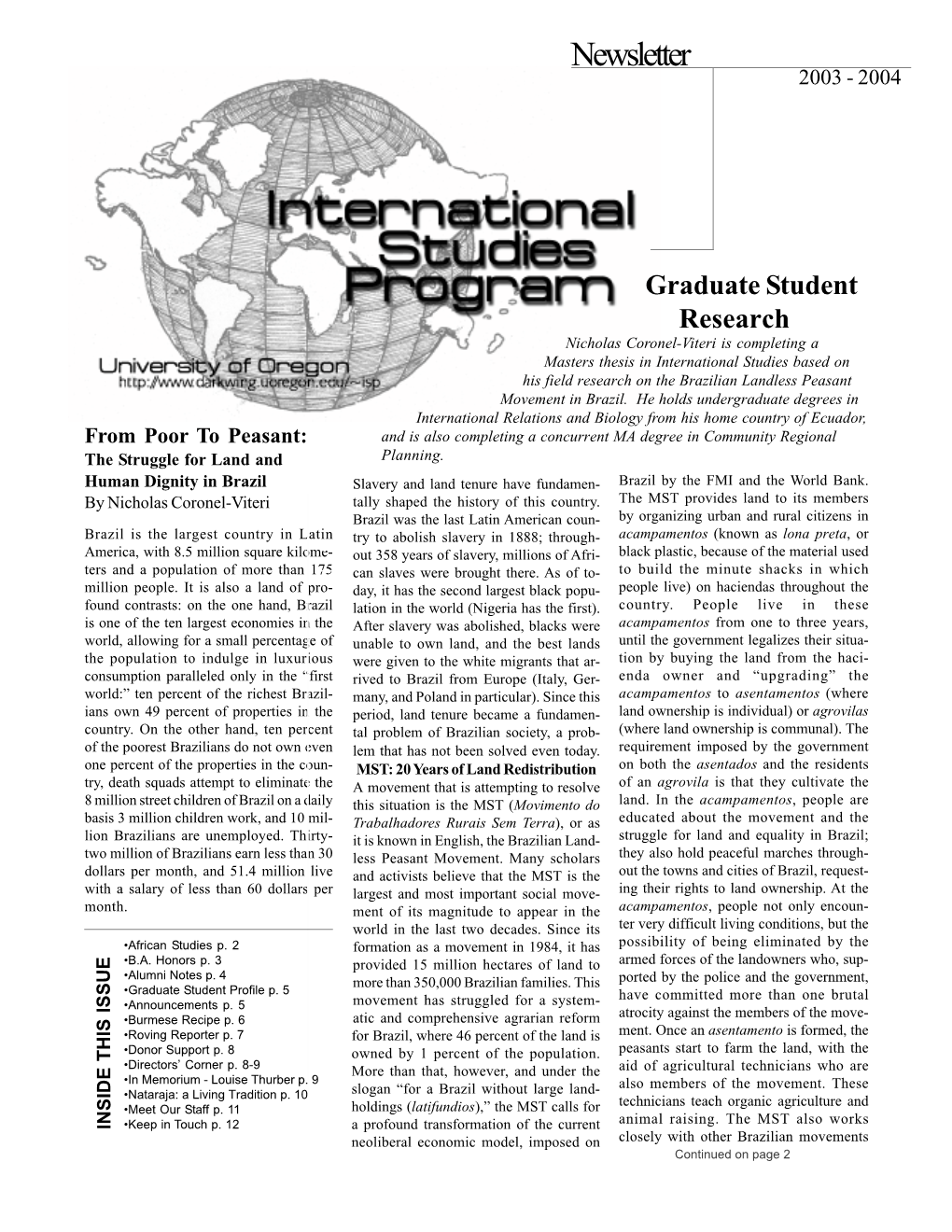 Newsletter 2003 - 2004